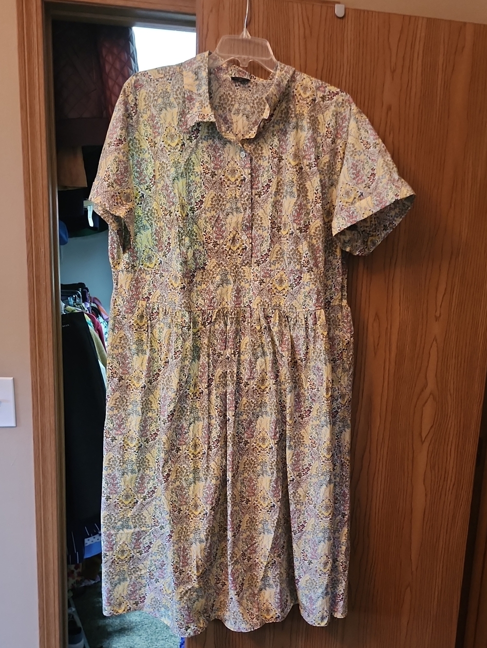 Talbots Yellow Floral-Print Midi Dress